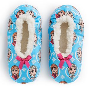 Disney's Frozen Anna & Elsa Girls 4-16 Fuzzy Babba Slippers