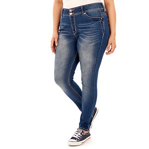 Juniors' Plus Size Wallflower Luscious Curvy Embroidered Skinny Jeans