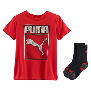 Boys 4-7 PUMA Red Graphic Tee & Socks Set