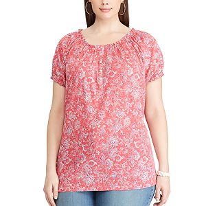 Plus Size Chaps Printed Henley