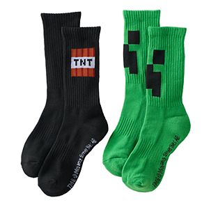 Boys 2-Pack Minecraft Creeper Crew Socks