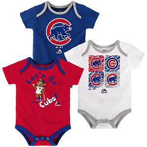 Baby Majestic Chicago Cubs Go Team 3-Pack Bodysuit Set