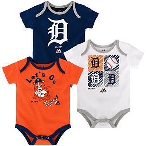 Baby Majestic Detroit Tigers Go Team 3-Pack Bodysuit Set