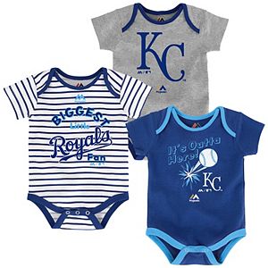 Baby Majestic Kansas City Royals Go Team 3-Pack Bodysuit Set