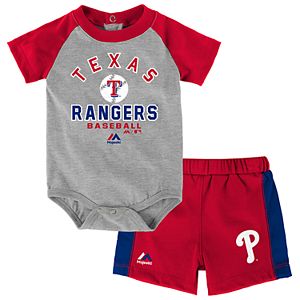 Baby Majestic Texas Rangers Fan Favorite Bodysuit & Shorts Set