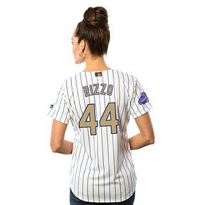 Women's Majestic Chicago Cubs Anthony Rizzo 2016 World Series Champions Gold Program Cool Base Replica Jersey