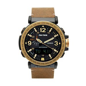 Casio Men's PRO TREK Triple Sensor Leather Analog-Digital Tough Solar Watch  - PRG600YL-5CR