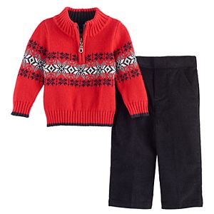 Baby Boy Great Guy Snowflake 1/2-Zip Sweater & Corduroy Pants Set