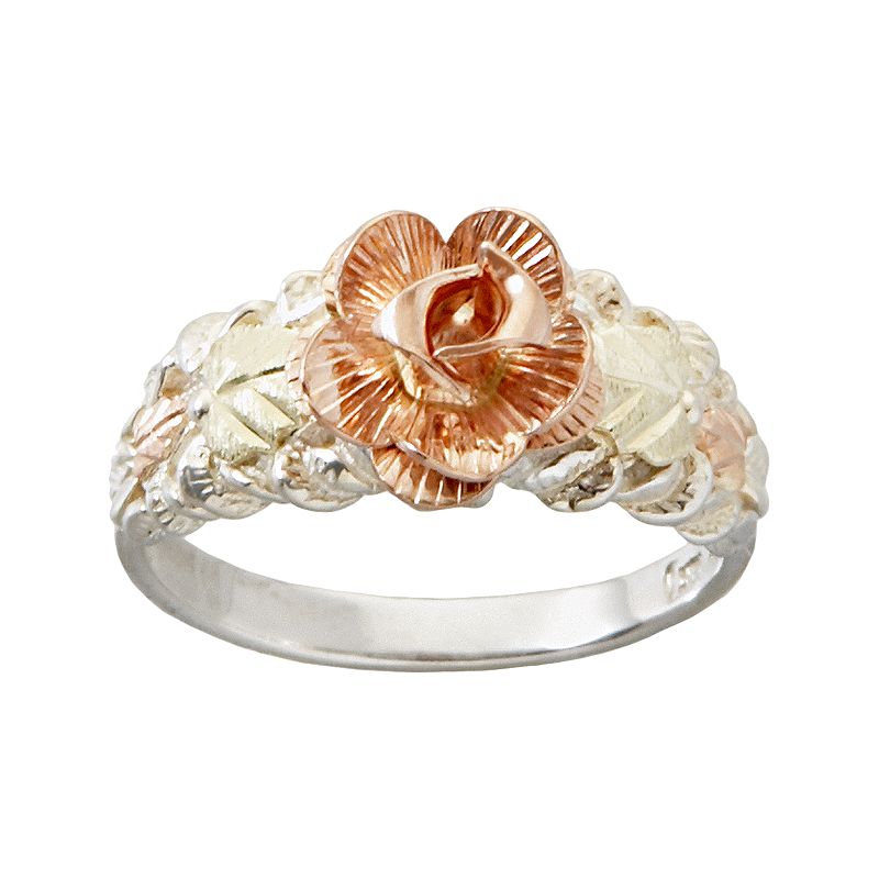 Black Hills Gold TriTone Dakota Rose Ring in Sterling Silver