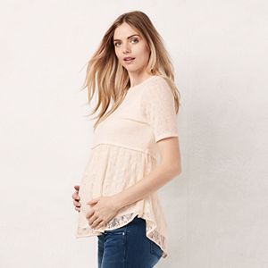 Maternity LC Lauren Conrad Mixed-Media Babydoll Top