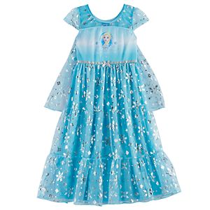 Disney's Frozen Elsa Girls 4-10 Foil Snowflake Print Dress-Up Cape Nightgown