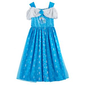 Disney's Frozen Elsa & Olaf Girls 4-10 Plush & Velvet Off-Shoulder Dress-Up Nightgown