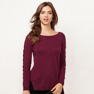 Women's LC Lauren Conrad Lace-Up Crewneck Sweater