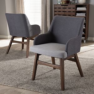 Baxton Studio Monte Mid-Century Arm Dining Chair 2-piece Set