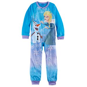 Disney's Frozen Elsa & Olaf Girls 4-10 Fleece One-Piece Pajamas