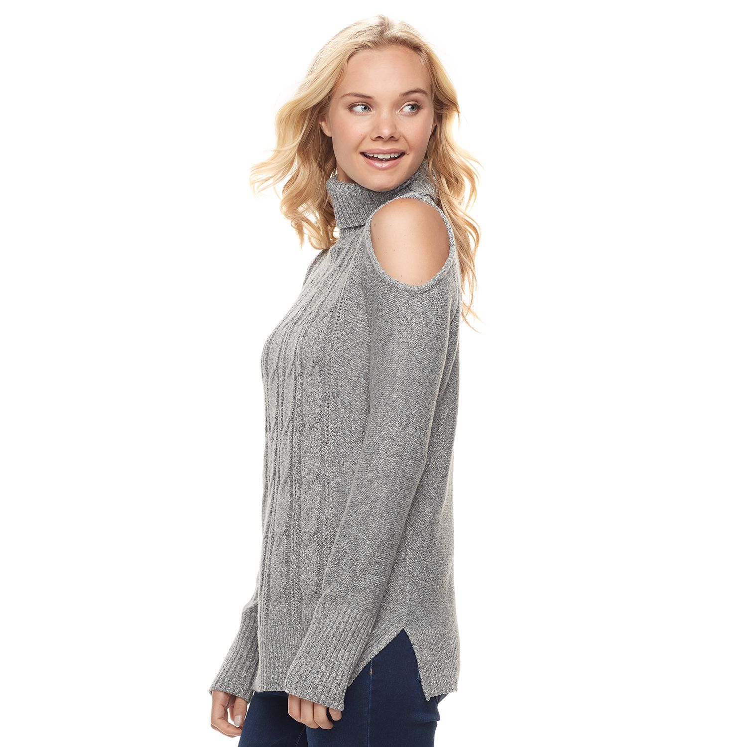 pink republic cold shoulder sweater