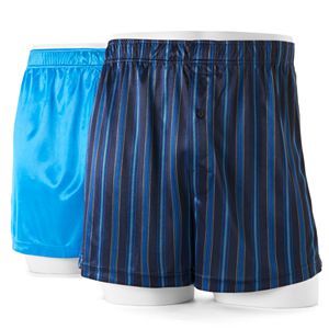 Men's Croft & Barrow® 2-pack Solid & Patterned Microfiber Knit Boxers