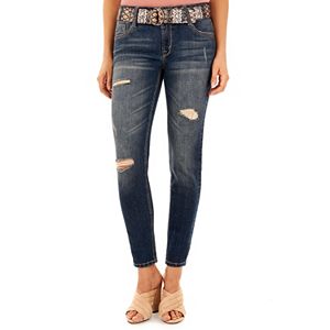 Juniors' Wallflower Distressed Skinny Jeans