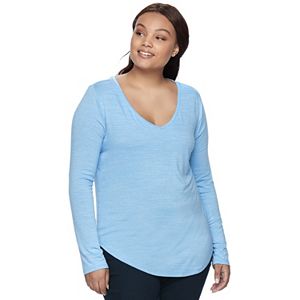 Juniors' Plus Size SO® V-Neck Long Sleeve Tee
