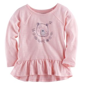 Baby Girl Jumping Beans® Bear Graphic Peplum Tunic