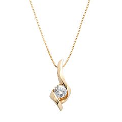 Sirena Collection 14k Gold 1/4-ct. T.W. Round-Cut Diamond Solitaire Swirl Pendant by