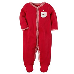 Baby Carter's Santa Chest Applique Thermal Footed Pajamas