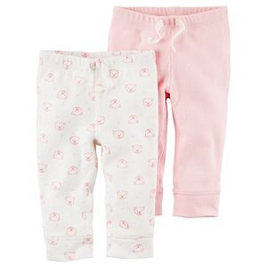 Baby Girl Carter's Ribbed Striped Pants & Bear Pattern Pants Set
