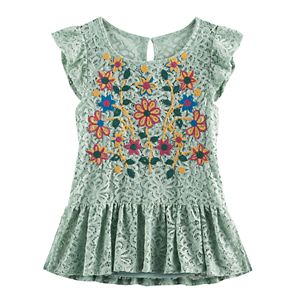 Girls 7-16 Knitworks Embroidered Lace Top