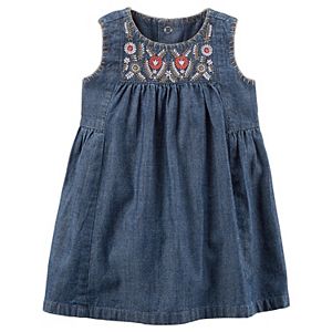 Baby Girl Carter's Embroidered Chambray Dress