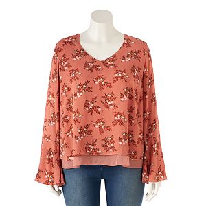 Plus Size LC Lauren Conrad Layered Bell-Sleeve Top