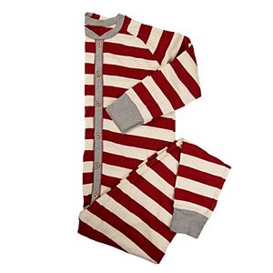 Men's Burt's Bees Organic Holiday Rugby Stripe One-Piece Family Pajamas