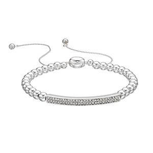 Chaps Beaded Pave Curved Bar Bracelet