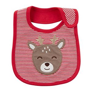 Baby Carter's Striped Reindeer Bib