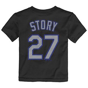 Toddler Majestic Colorado Rockies Trevor Story Name and Number Tee