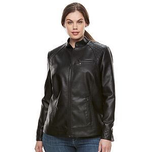 Plus Size Gallery Faux-Leather Moto Jacket