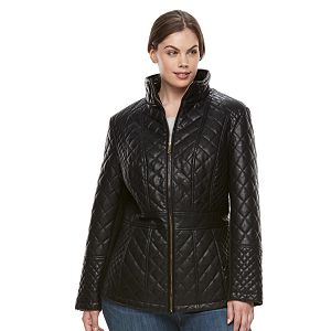 Plus Size Gallery Quilted Faux-Leather Jacket