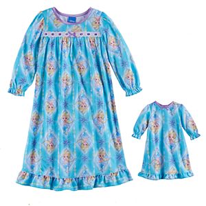 Disney's Frozen Toddler Girl Elsa Nightgown & Doll Gown Set