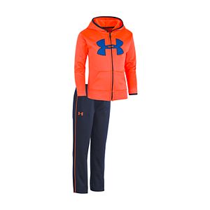 Baby Boy Under Armour Logo Orange Hooded Jacket & Pants Set