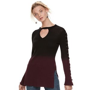 Women's Rock & Republic® Dip-Dyed Lace Up Sweater