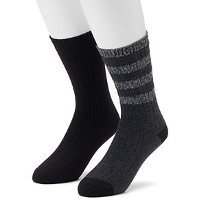 Men's Climatesmart 2-pack Rugby-Striped & Solid Crew Socks