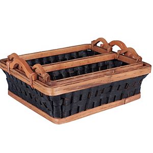 Household Essentials 3-piece Paper Rope Wicker Basket Tray Set