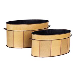 Household Essentials 2-piece Oval Vintage Metal Storage Bin Set