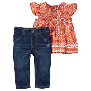 Baby Girl Carter's Floral Tunic & Jeans Set