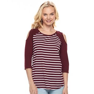 Juniors' SO® Cold Shoulder Raglan Tee