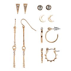Mudd Hoop, Bar Link, Crescent & Triangular Nickel Free Earring Set