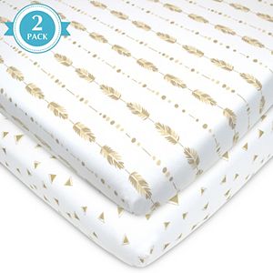 TL Care 2-pk. Patterned Jersey Knit Portable/Mini Crib Sheet