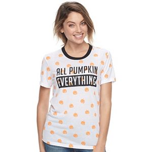 Juniors' All Pumpkin Everything Ringer Tee