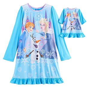 Disney's Frozen Elsa, Anna & Olaf Girls 4-10 Nightgown & Doll Gown Set