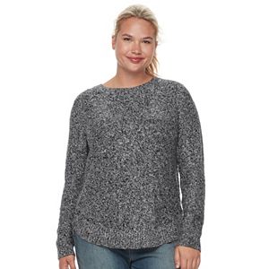 Juniors' Plus Size SO® Shirttail Cable-Knit Sweater