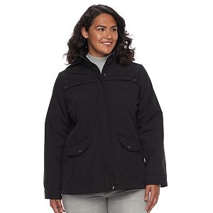 Plus Size Weathercast Hooded Soft Shell Rain Jacket
